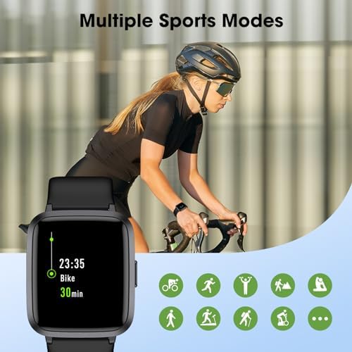 Fitness Tracker Watch with Heart Rate Monitor, Large Screen Activity Tracker with Pedometer, Sleep Monitor, Calories & Step Counter, 5ATM Waterproof Smart Watch for Women Men Fitness Watch for Sports