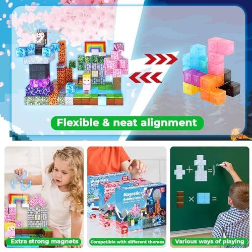 GraceDuck Magnetic Blocks - 150 PCS Build Dark Swordsman's Forest Castle - Magnetic Toys for Montessori Toddler Christmas Birthday Gifts - STEM Sensory Toys for 3 4 5 6 7 8 9 10 Year Old Boys & Girls