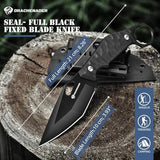 Survival Knife SEAL-FULL BLACK 9" EDC Fixed Blade Tactical Horizontal Carry Knife for Men with Kydex Sheath, 5mm Thick Stainless Steel, G10 Anti-Slip Handle, Ideal for Gifting, Full Black
