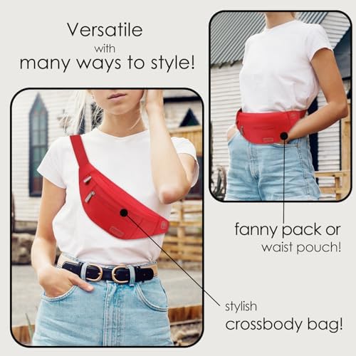 MAXTOP Large Crossbody Fanny Pack with 4-Zipper Pockets,Gifts for Enjoy Sports Festival Workout Traveling Running Casual Hands-Free Wallets Waist Pack Phone Bag Carrying All Phones