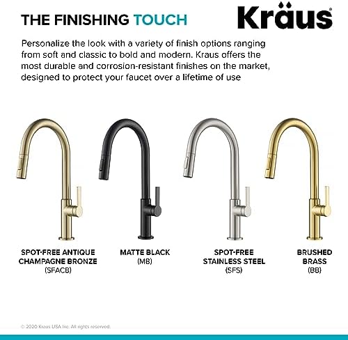 KRAUS Oletto Single Handle Pull Down Kitchen Faucet in Matte Black, KPF-2820MB