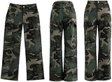 Womens Camo Cargo High Waist Pants Camouflage Military Elastic Trousers with Pockets