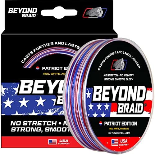Beyond Braid Braided Fishing Line -Super Strong - Abrasion Resistant - No Stretch -Blue Camo, Moss Camo, White, Green, Pink, Blue, 4 Strand 8 Strand