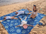 WEKAPO Beach Blanket Waterproof Sandproof Oversized, Extra Large Beach Mat Sand Free, Lightweight & Compact Sand Free Mat with 6 Stakes & 4 Corner Pockets