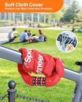 Sportneer Bike Lock: 5 Digit Combination High Security Anti Theft Bike Chain Lock - 3.2/3.6/4ft Heavy Duty Keyless Bicycle Lock for Bike, Motorcycle, Scooter, Door & Gate - 4/6mm Thick, Easy to Use