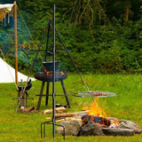 CANDANA Campfire Grill Grate with Keetle Hook Camp Fire Pit Cooking Equipment 360° Rotatable Swivel for Outdoor Camping BBQ Heavy Duty Fireplace Firepit Grilling Parts