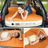 KMZ SUV Air Mattress with Built-in Pump & 2 Pillows, Thickened Flocked PVC, Quick 90-Seconds Inflation Air Bed, Portable & Durable Car Air Bed for Camping, Travel, Truck