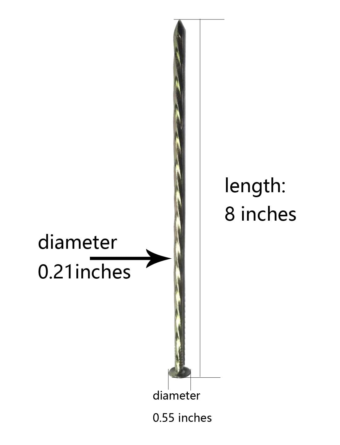 50 Pack 8" Spiral Galvanized Garden Stakes,Landscape Anchoring Spikes