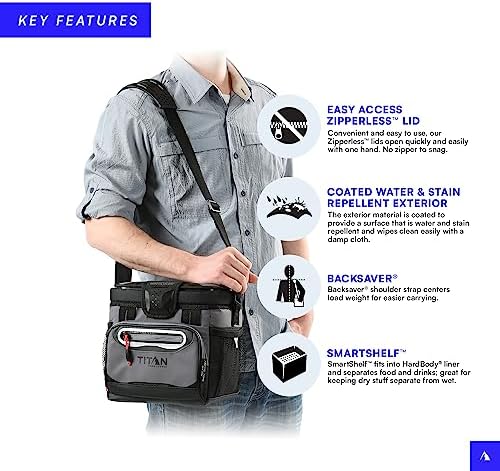 Arctic Zone Titan Deep Freeze Cooler - Zipperless Hardbody Cooler - Small & Large Capacity- Beach & Camping Cooler - Deep Freeze Insulation, HardBody Liner, and SmartShelf