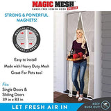 Magic Mesh Deluxe, White | Magnetic Screen Door, Heavy Duty, Magnetic Closure, Door Net, Patio Screen, Sliding Door Screen, Bug Screen for Doorways, Kid & Pet Friendly | Size 39" x 83" (Pack of 1)