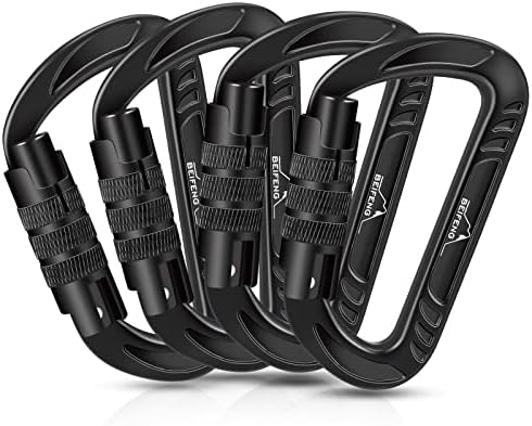 Heavy Duty Lightweight Locking Carabiner Clips D Ring for Camping Hiking Outdoor Gym etc, Carabiner with Lock Small Carabiners for Dog Leash & Harness