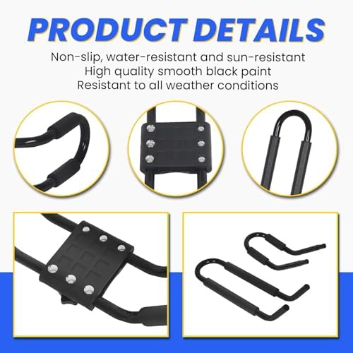 ECOTRIC Kayak Roof Rack J-Bar Rack HD Universal Kayak Carrier Holder Canoe Boat Surf Ski Board Roof Top Mounted on Crossbar for Car SUV Truck Set of 4
