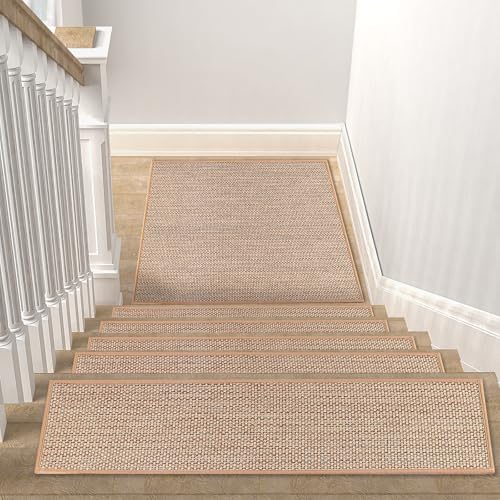 Stair Treads Matching-Mat for Wooden Steps, Non Slip Stair Landing Mat with Self-Adhesive Stair Treads for Kids Elders and Pets(1Pcs, Beige, 31" * 31")