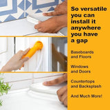 InstaTrim New & Improved Self-Adhesive Caulk Trim, 1/2" x 10', 2-Pack, Flexible, Waterproof, Stain Resistant for Bathroom, Floors, Walls, DIY Project, White