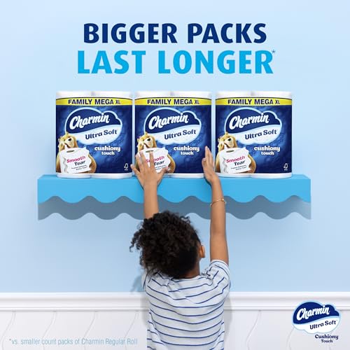Charmin Ultra Soft Cushiony Touch Toilet Paper, 24 Family Mega Rolls = 123 Regular Rolls