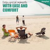 SUNNYFEEL Folding Low Camping Beach Chair 2 Pack, Lightweight Portable Lawn Chair with Mesh Back, Cup Holder for Outdoor/Travel/Picnic/Concert, Foldable Camp Backpack Chair with Carry Bag
