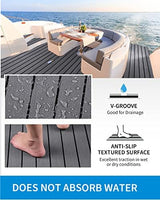 OCEANBROAD EVA Foam Boat Flooring with 3M Adhesive Backing Marine Self-Adhesive Decking 96''x45.6''/36''/28.8''/16.8'', 48''x16.8'' Faux Teak Sheet for Jon Boats Swim Platform Helm Pad RV Floor