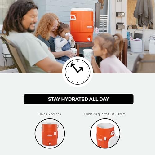 Igloo Sports Cooler Water Beverage Dispenser, Insulated 5 & 10 Gallon Water Cooler, Insulated Drink Dispenser with Spout, Portable Handwashing Stations