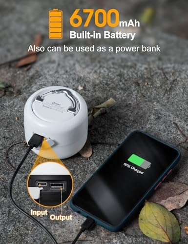 LED Camping Lantern Rechargeable 1000LM, Up to 300H Running Time Camping Tent Light, 6700mAh Emergency Light for Hurricane, Power Outages, Home, Hiking, Water-Resistant