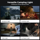 BougeRV Camping Light, Telescopic Rechargeable Camping Lantern, 13400mAh Rotatable Electric Outdoor Lamp, IPX5 Waterproof, Portable Light for Camping, Hiking, Power Outage, Adventure, Emergency Use