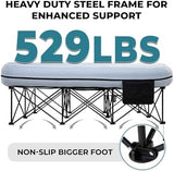 FUNDANGO Queen Camping Cot, 2 Person Folding Airbed Mattress, Double Camp Bed with 2 Cup Holders, Removeable Cover for Adults Outdoor Travel,Carry Bag Included (Grey)