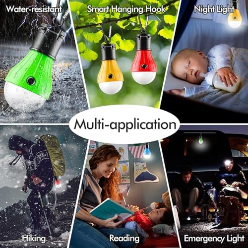 Tent Lamp 5 Packs Portable Tent Light Clip Hook Hurricane Emergency Lights LED Camping Light Bulb Camping Tent Lantern Equipment for Camping Hiking Backpacking Fishing Outage