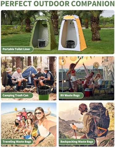 100 Portable Toilet Bags Thick Biodegradable Camping Toilet Bags for Portable Potty, 8 Gal Compost Toilet Waste Bag for 5 Gallon Bucket Toilet Seat Adults Outdoor, 1.1 Mil