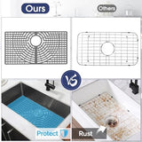 Silicone Sink Protector 26“x14" Rear Drain Hole, Heat Resistant Non-slip Dishwasher Suitable, Large Mat for Bottom of Farmhouse Kitchen Stainless Steel Sink(Grey）