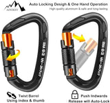 Climbing Carabiner Clips 25kN Auto Locking Carabiner, Professional Heavy Duty Large Locking Carabiner Clips for Rock/Ice Climbing Rappelling Rescue Swing etc, D Shaped, Large Size