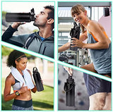 Vacuum Insulated Water Bottle 40oz - w/Straw Lid & Spout Lid, Carrier Bag, Paracord Handle, Bottle Boot, Stainless Steel Water Bottle for Adults, Wide Mouth Thermo Bottle Flask Cold-48H Hot-24H