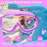 Vvinca Kids Swim Goggles for Age 2-8, Toddler-Goggles with Fabric Strap No Leak Pain-Free, Anti-Fog Goggles for Girls Boys
