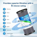 PUREPLUS 5 Micron 10" x 4.5" Whole House CTO Coconut Shell Activated Carbon Water Filter Replacement Cartridge for Dupont WFHDC8001, CB-BB-10, GE FXHTC, GXWH40L, GXWH35F, GNWH38S, CTO10BB, 2PACK