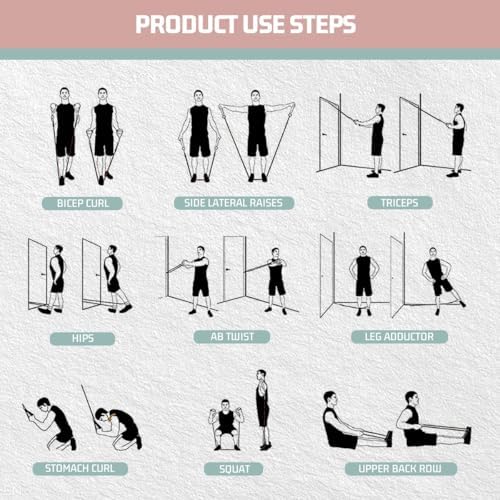 VEICK Resistance Bands, Exercise Bands, Workout Bands Set for Working Out with Handles for Men Women, Elastic Exercising Bands for Fitness Weights Work Out at Home Gym