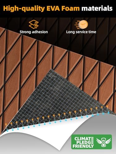 FOCEAN Boat Flooring EVA Foam Boat Decking Marine Mat Non-Slip Self-Adhesive Flooring Sheet for Motorboat Kayak Surfboard Garden Floor Swimming Pools, 94.5''x 15.7'', Brown with Black Lines