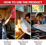 Emergency Fire Blanket for Home Kitchen -40"x40"- Flame Fiberglass Fire Blankets for House Camping Car Office School Emergency Survival Safety - with Blanket Hook and Glove (1-pcs)