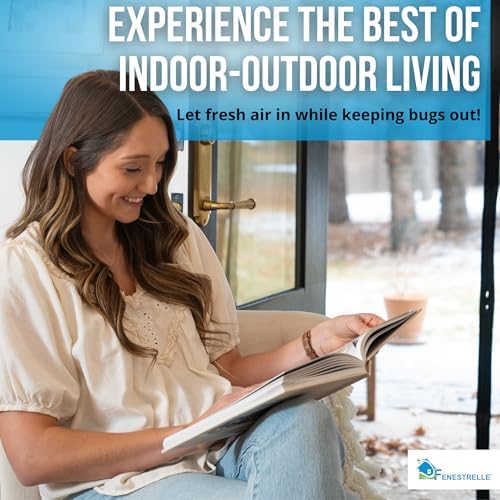 Fenestrelle Magnetic Screen Door for French & Sliding Door, Large Pet & Kids, Keep Bugs Out, Heavy Fiberglass Mesh, Self Closing Continuous Magnetic Seal (Fits Door Size 70"x80", White Trim)