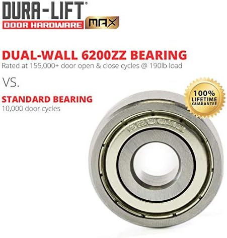 DURA-LIFT Ultra-Life MAX 2" Sealed 6200ZZ Bearing Nylon Garage Door Roller, 4" Stem, Pack of 10