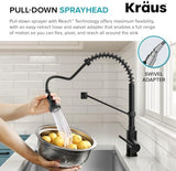 KRAUS Bolden Commercial Style 2-Function Single Handle Pull Down Kitchen Faucet in Matte Black, KPF-1610MB
