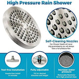 High Pressure Shower Head - Anti-Clogging Silicone Nozzles - 2.5 GPM Removable Restrictor - Easy to Clean Adjustable Replacement - easy to install with Plumbers Tape - 6 inch - Brushed Nickel Finish