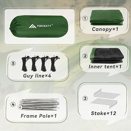 Forceatt Camping Tent 2/3/4 Person, Professional Waterproof & Windproof Lightweight Backpacking Tent Suitable for Outdoor,Hiking,Camping, Mountaineering and Travel