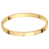 LUCSIS Waterproof 18K Gold PVD Plated Bangle Bracelet for Women, Stainless Steel Bracelet Non Tarnish with Cross Pattern Engraved and 5A Grade Cubic Zirconia, Trendy Fashion Jewelry Gift
