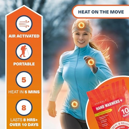 Bramble Hand Warmers Disposable Bulk Up to 10 Hours of Heat for Cold Weather, Ski, Camping & Outdoor Activities | Air Activated Instant Heat Packs for Body, Feet, Adult & Kids