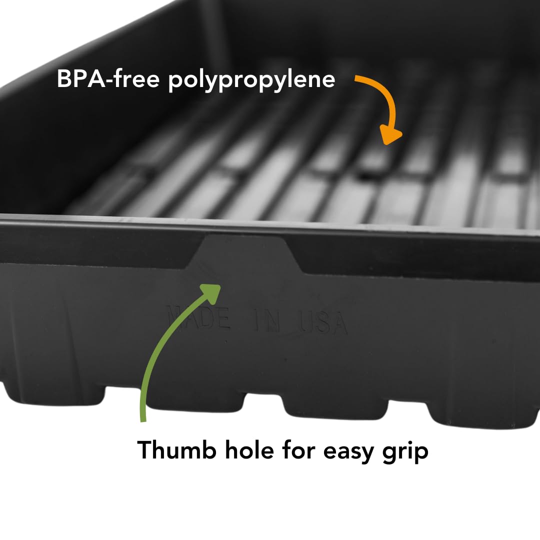 Bootstrap Farmer 1020 Trays (10-Pack), Heavy Duty No-Hole Flats for Microgreens, Fodder & Seedling Propagation - 1.8mm Thick Reusable Plastic