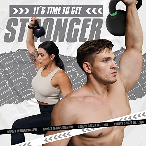 Yes4All Powder Coated Cast Iron Kettlebell Strength Training Kettlebells Weight Set for Full Body Workout, Home Gym