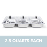 Alpha Living 3x2.5 QT Food Warmers for Parties Buffet Servers and Warmers – Premium Catering Supplies Buffet Display – Stainless Steel Electric Food Warmers with Temperature Control