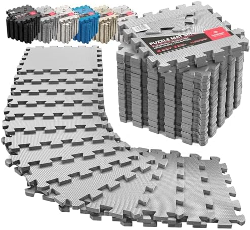 Gym Flooring Set - Interlocking EVA Soft Foam Floor Mat, 18 Pieces Puzzle Rubber Tiles Protective Ground Surface Protection, Play Workout Exercise Mats Underlay Matting Sports Pool Home Fitness Garage