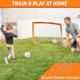 GoSports Portable Soccer Goals for Kids - 13 Color Options - Choose 4 x 3 ft or 6 x 4 ft - Team Tone Pop Up Nets for Backyard