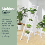 WOA WOA 4 Step Ladder, Ladders for Home, Anti-Slip Pedals, Aluminum Step Stool Foldable, Lightweight to Move, Ease of Storage, Reach 9ft for Closet Kitchen Library, Hold 300lbs - White