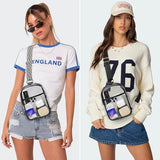 3 Pockets Clear Bag for Stadium Events with 2 Long Straps Sling Backpack Fanny Pack Concert Crossbody Purses for Women
