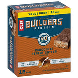 CLIF BUILDERS Protein Bars - Chocolate Peanut Butter Flavor - 20g Plant Based Protein - Gluten Free - Non-GMO - Low Glycemic - No Artificial Sweeteners - Value Pack, 2.4 oz. (12 Count)